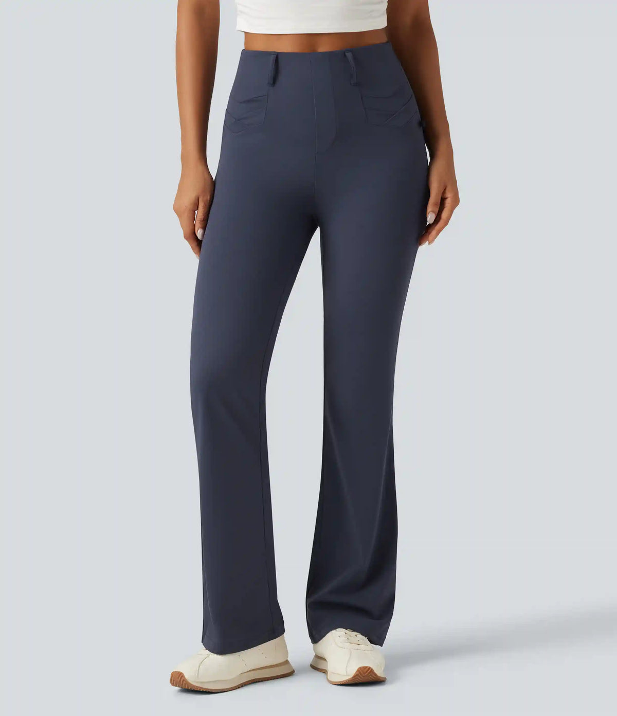 High Waisted InstantCool Quick Dry Flare Golf Pants with Pockets-UPF50+