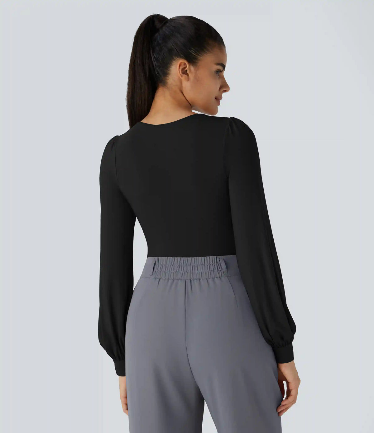 V Neck Long Sleeve Work Bodysuit