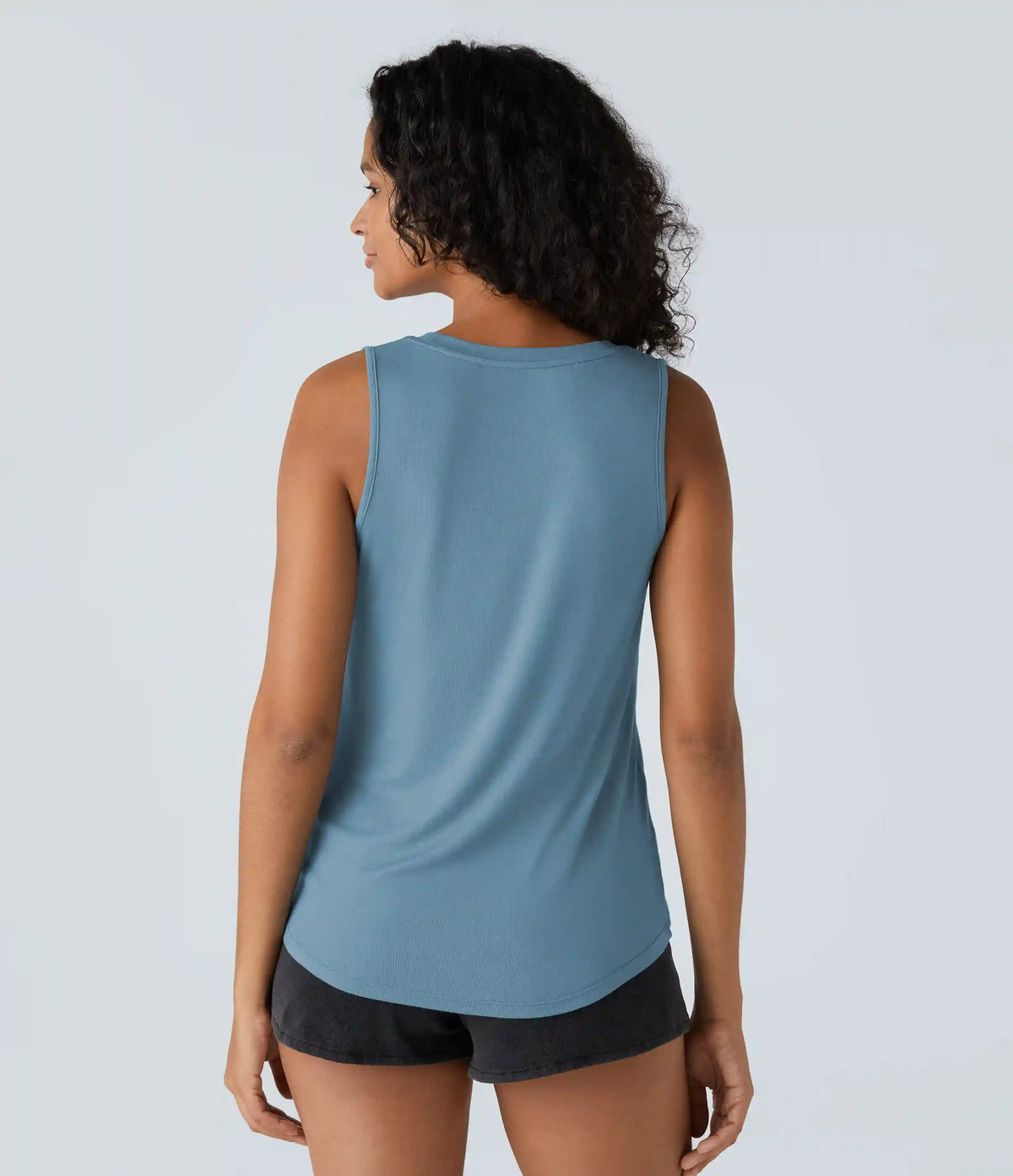 Ribbed Round Neck Basic Casual Tank Top