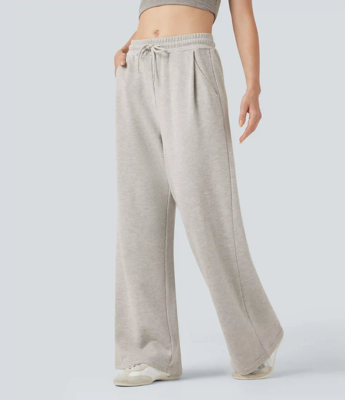 Mid Rise Drawstring Casual Cotton Pants with Pockets