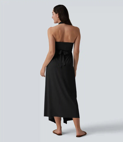 V Neck Tie Back Maxi Dress