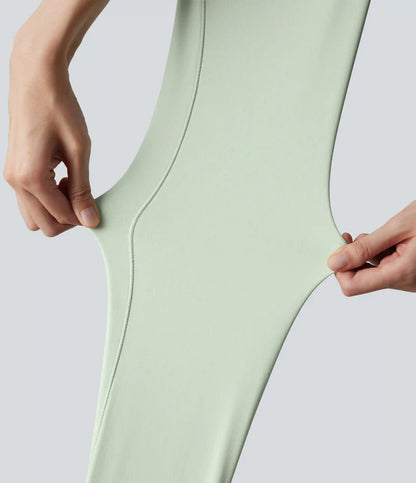 SoftlyZero™ High Waisted Crossover Plain Yoga Leggings with Pockets