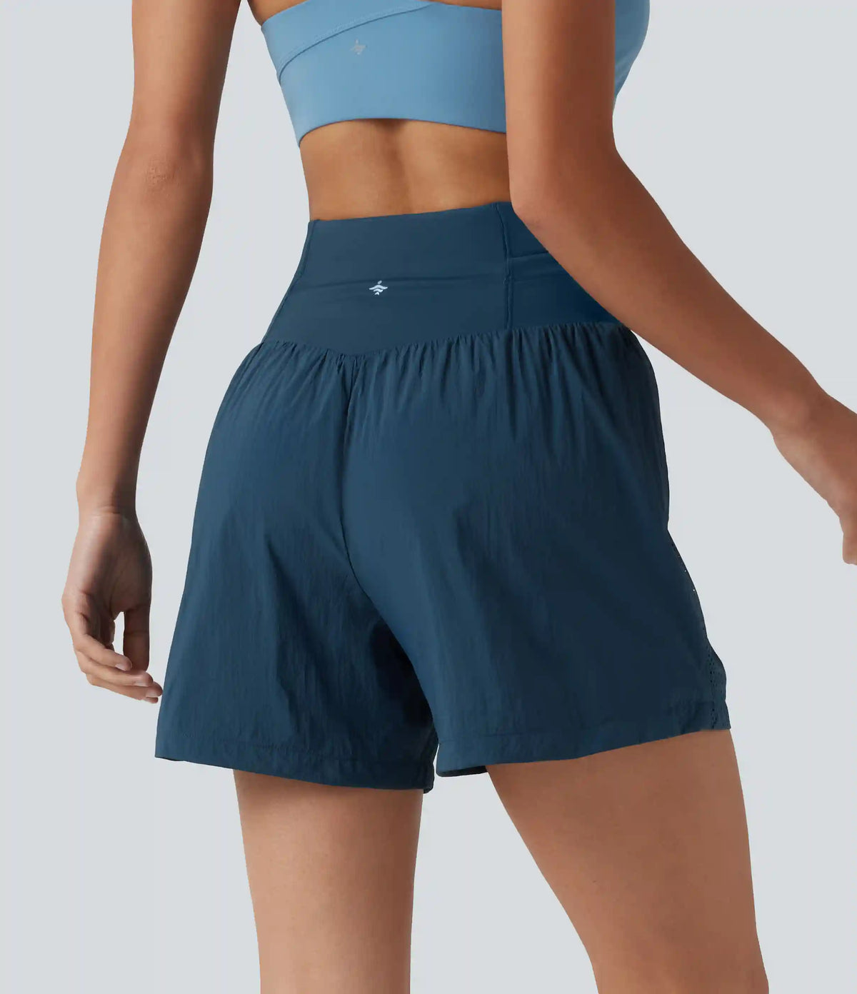 High Waisted Drawstring Eyelet Running Shorts 5'' with Pocket
