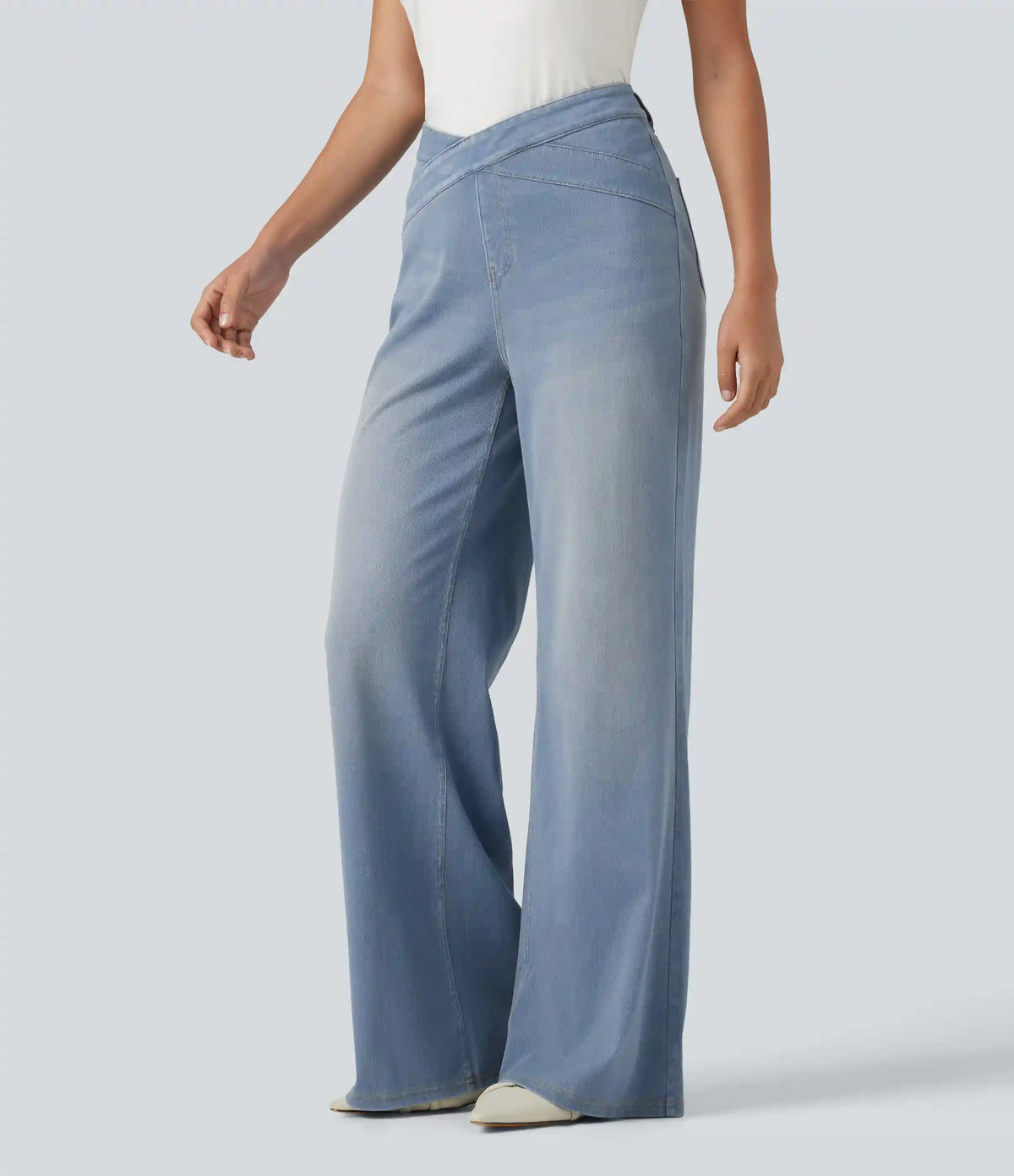Halara Flex™ High Waisted Crossover Bootcut Casual Jeans with Pockets