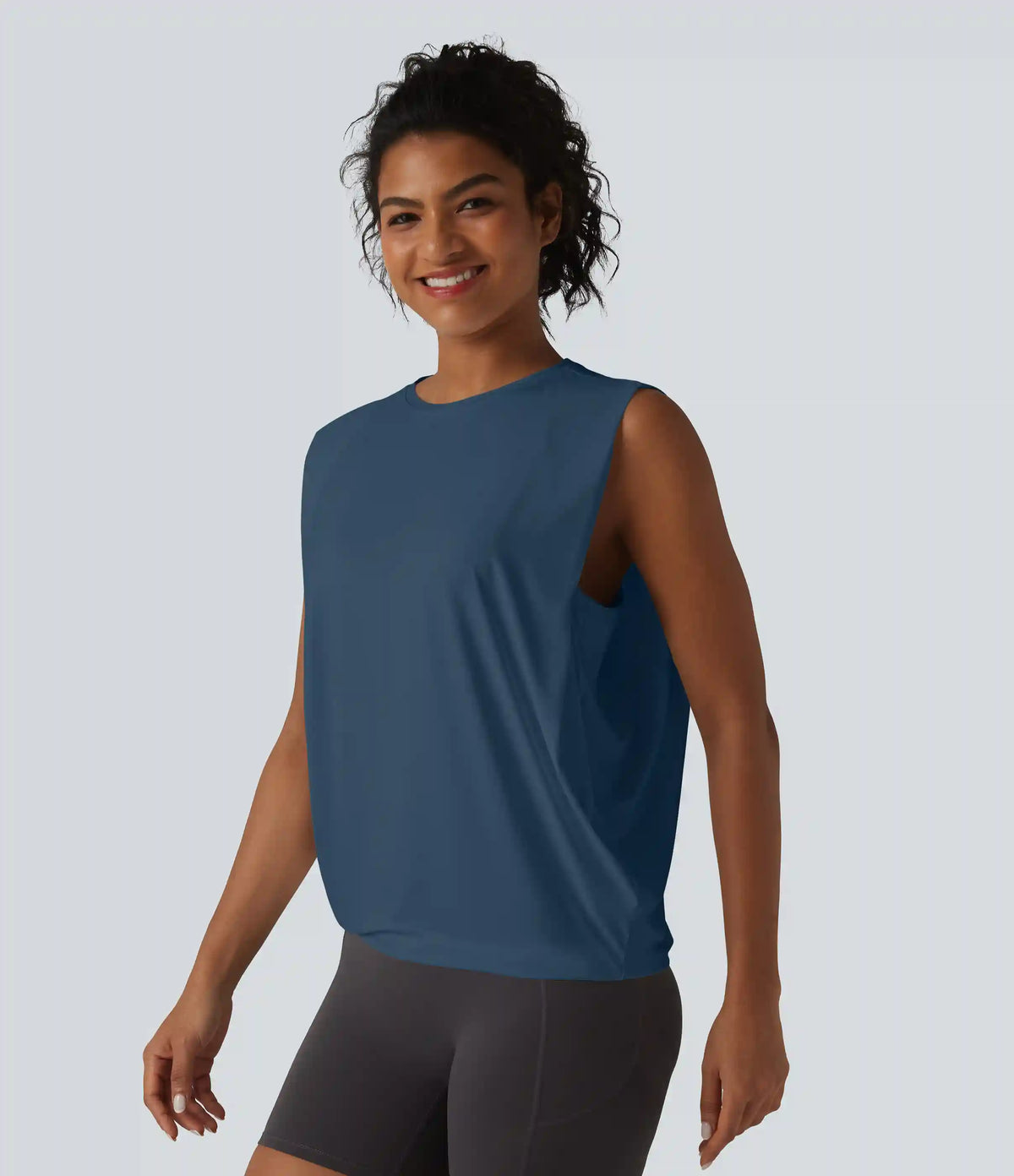 Round Neck Crossover InstantCool Yoga Tank Top-UPF50+