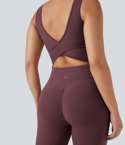 Halara UltraSculpt™ V Neck Tummy Control Butt Lifting Workout Jumpsuit with Pockets