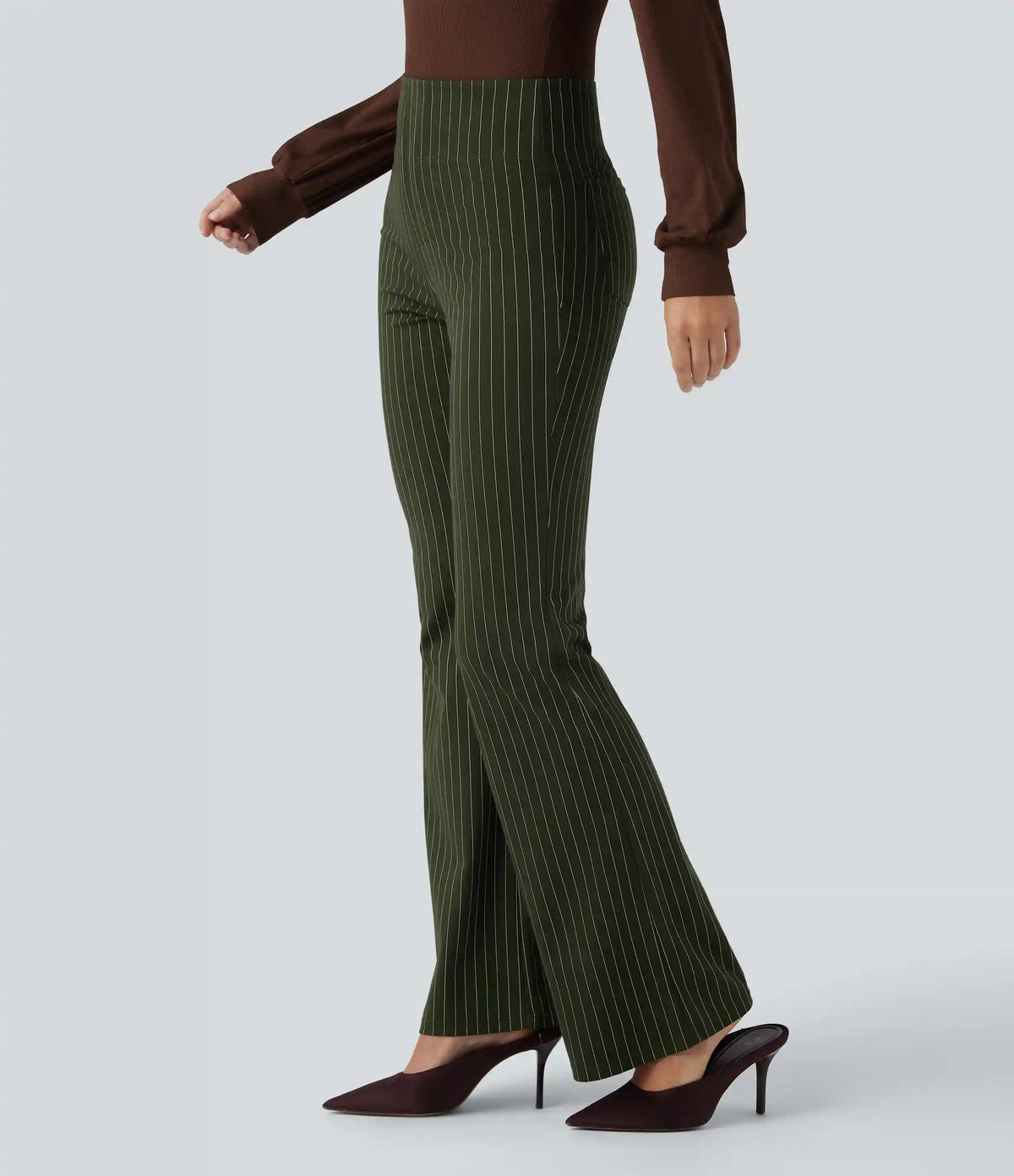 Halara Flex™ High Waisted Striped Work Flare Pants with Pockets