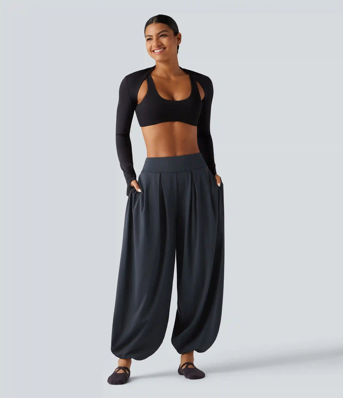 Mid Rise Bubble Yoga Joggers with Pockets
