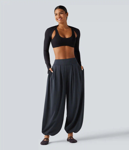 Mid Rise Bubble Yoga Joggers with Pockets
