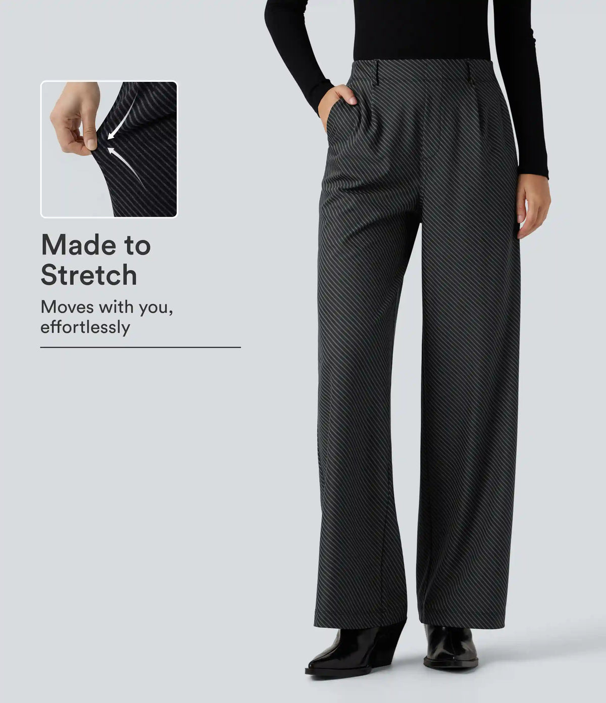Halara Flex™ High Waisted Straight Leg Stripe Work Pants with Pockets