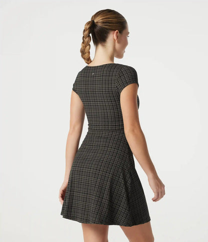 Halara UltraSculpt™ Check Plaid Print Square Neck Corset 2-in-1 Built-in Bra Mini Casual Dress with Pockets-Easy Peezy