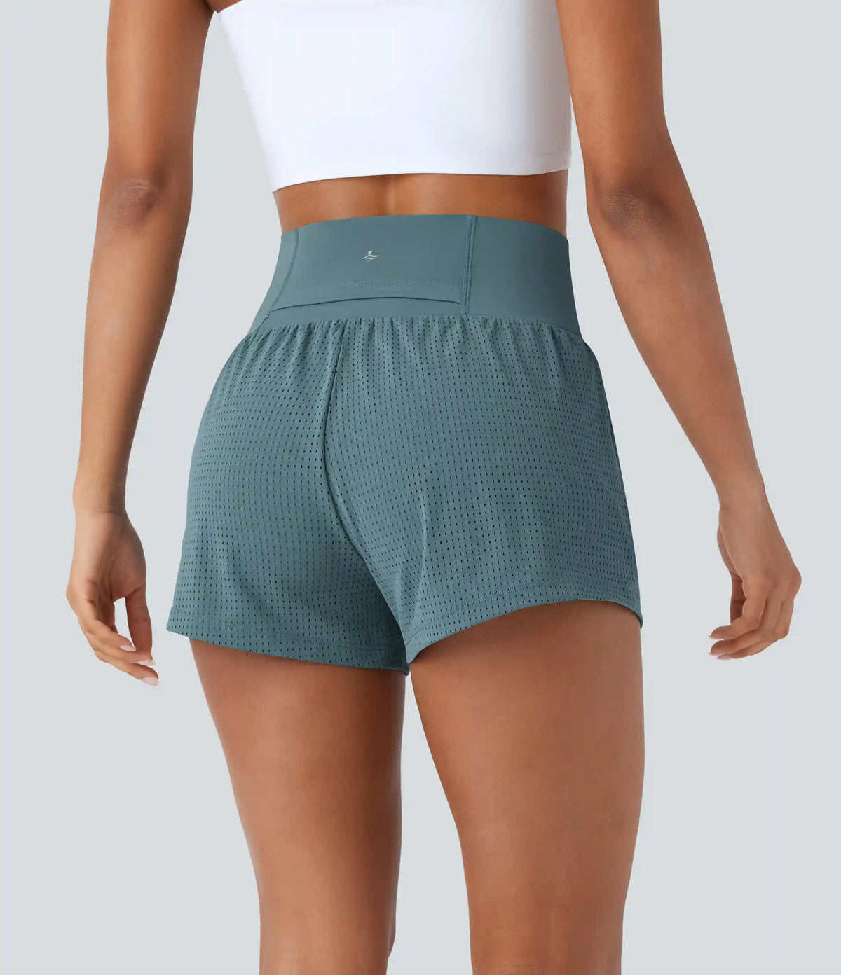 Super High Waisted Tummy Control Perforated 2-in-1 Yoga Shorts
