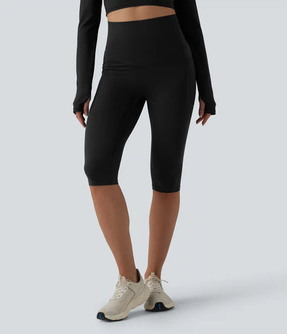 Halara Ultrasculpt™ High Waisted Tummy Control Crossover Back Pedal Pusher Running Leggings with Pockets
