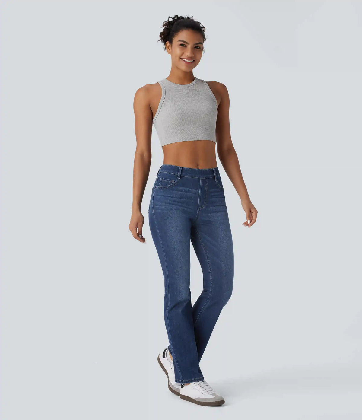 Halara Flex™ High Waisted Pockets Washed Casual Bootcut Jeans