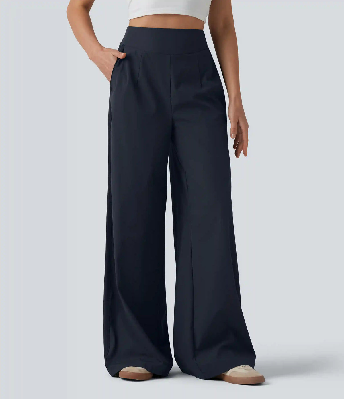 High Waisted Wide Leg Baggy Casual Pants with Pockets