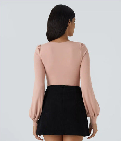 Round Neck Long Sleeve Casual Bodysuit