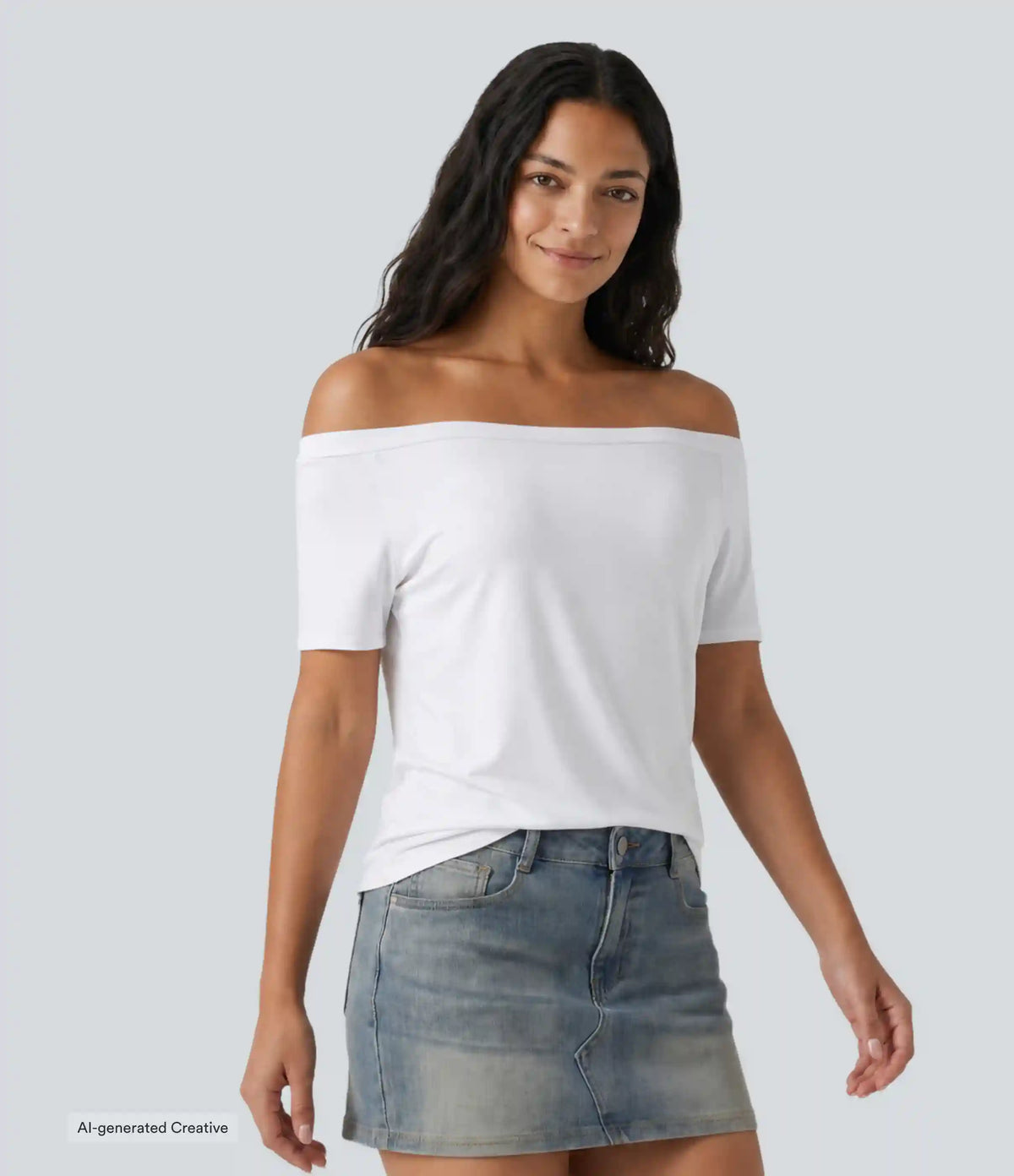 Off-Shoulder Short Sleeve Casual T-Shirt