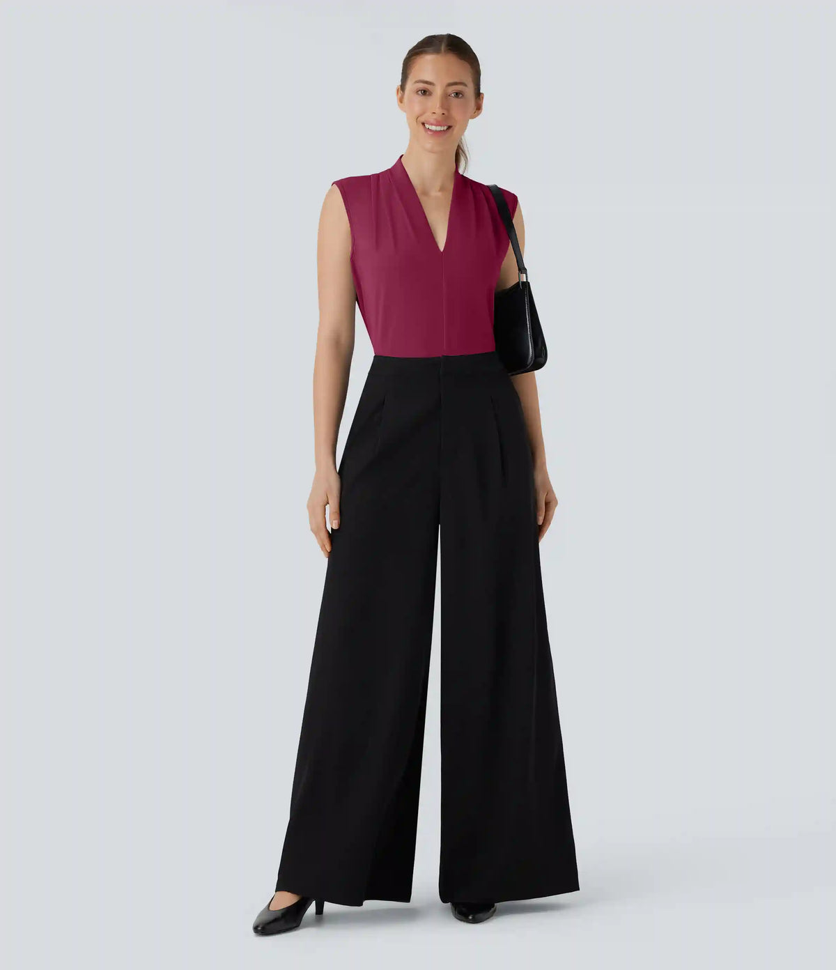 V Neck Sleeveless Work Blouse