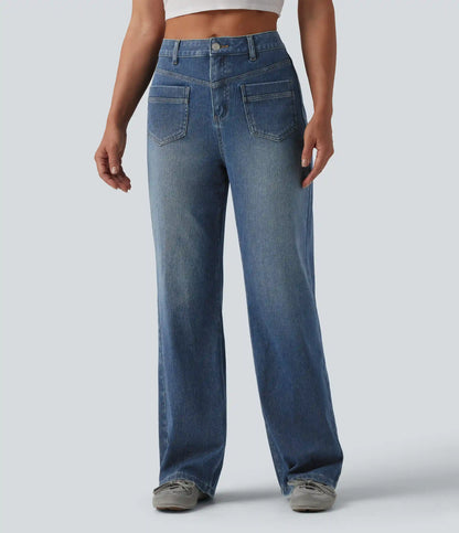 Halara Flex™ Mid Rise Straight Leg Casual Jeans with Pockets