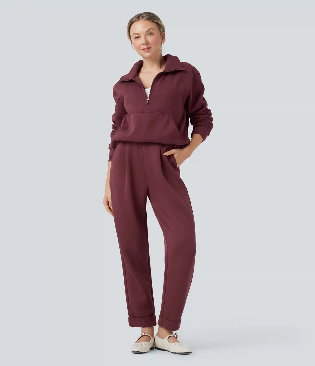 SpacerTek™ High Waisted Tapered Casual Pants with Pockets