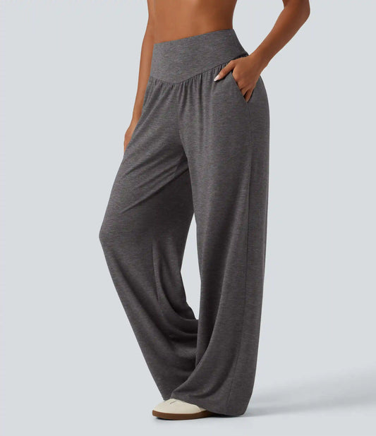 High Waisted Ruched Baggy Yoga Pants with Pockets