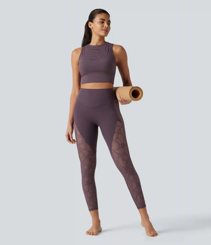 Halara UltraSculpt™ High Waisted Tummy Control Contrast Lace Yoga 7/8 Leggings with Pocket