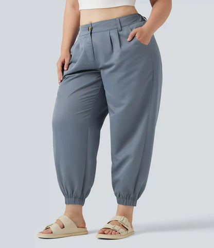 Plus Size Mid Rise Casual Joggers with Pockets