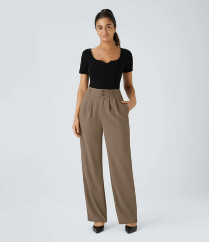 Halara Flex™ High Waisted Zipper Pocket Shirred Straight Leg Work Pants
