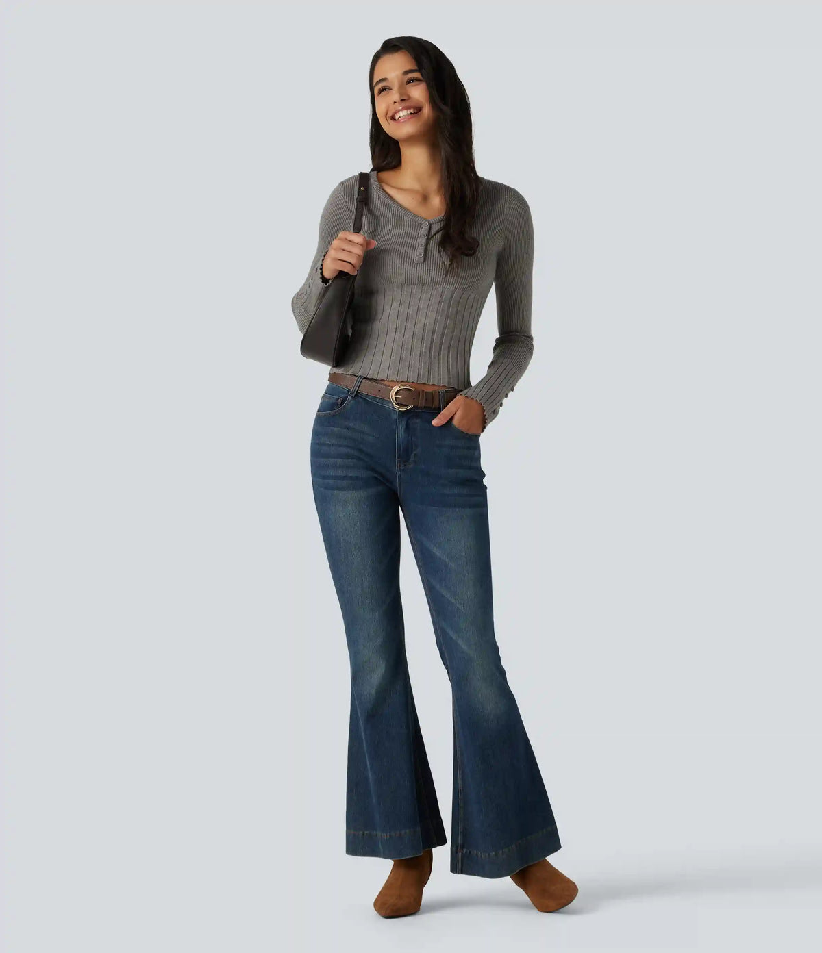V Neck Long Sleeve Casual Sweater