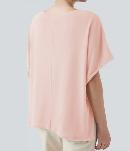 Round Neck Batwing Sleeve Relaxed Casual T-Shirt