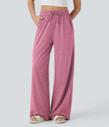High Waisted Drawstring Pocket Wide Leg Baggy Casual Pants