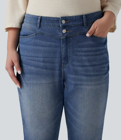 Halara Flex™ Plus Size High Waisted Split Capri Casual Slim Jeans with Pockets