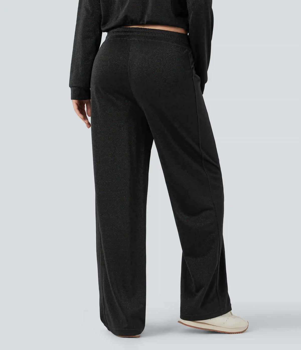 High Waisted Straight Leg Sparkle Casual Pants with Pockets
