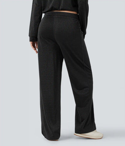 High Waisted Straight Leg Sparkle Casual Pants with Pockets