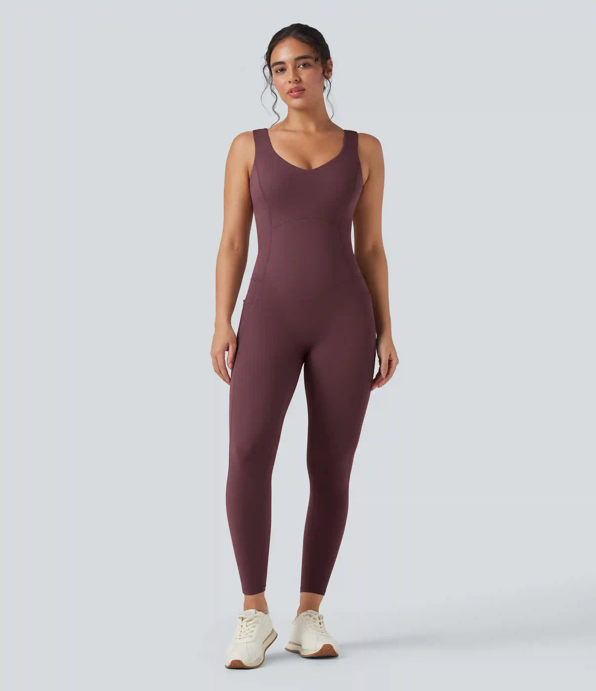 Halara UltraSculpt™ V Neck Tummy Control Butt Lifting Workout Jumpsuit with Pockets