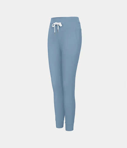 SoftlyZero™ Plush High Waisted Drawstring Pocket Plain Full Length Joggers
