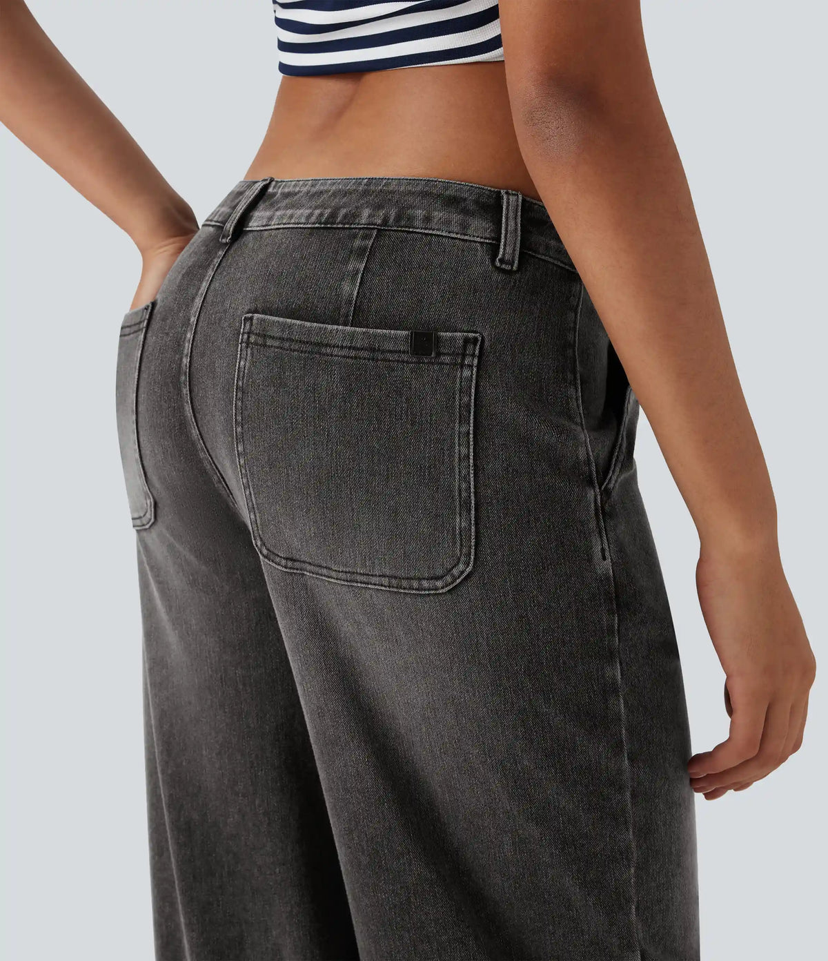 Halara Flex™ Low Rise Adjustable Drawcord Stretchy Knit Casual Parachute Jeans with Multiple Pockets