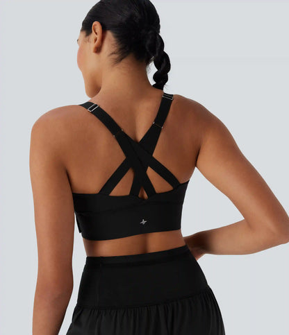 SpeedWave™ Medium Support Push Up Zipper Adjustable Buckle Quick Dry Running Sports Bra