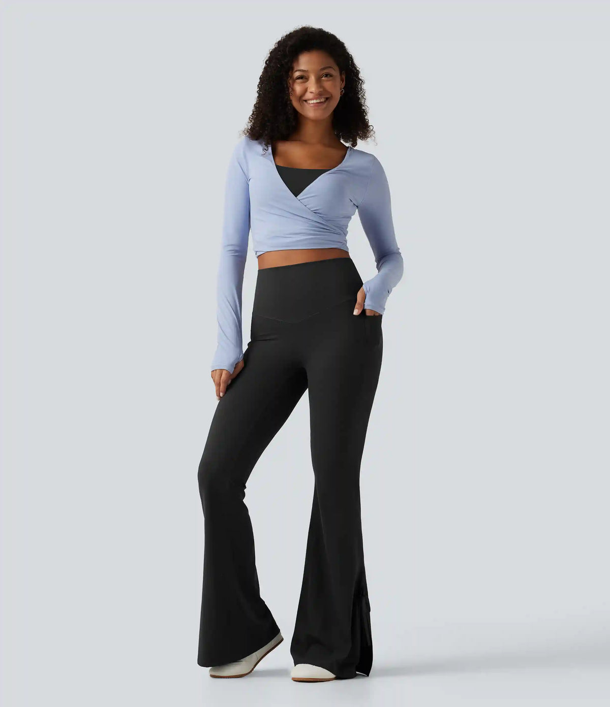 Halara UltraSculpt™ High Waisted Lace Up Flare Yoga Leggings with Pockets