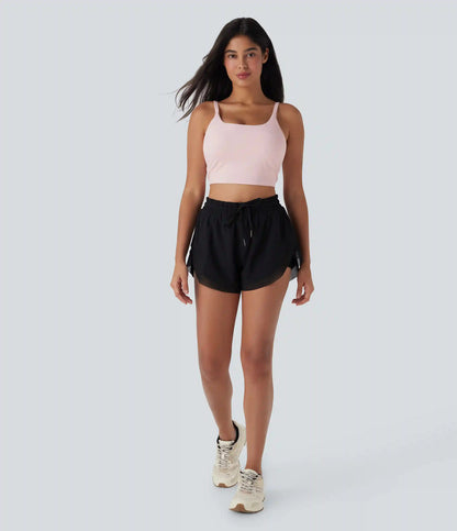 SoftlyZero™ Plush Basic Padded Cropped Low Support Running Cami Top DD-F Cups