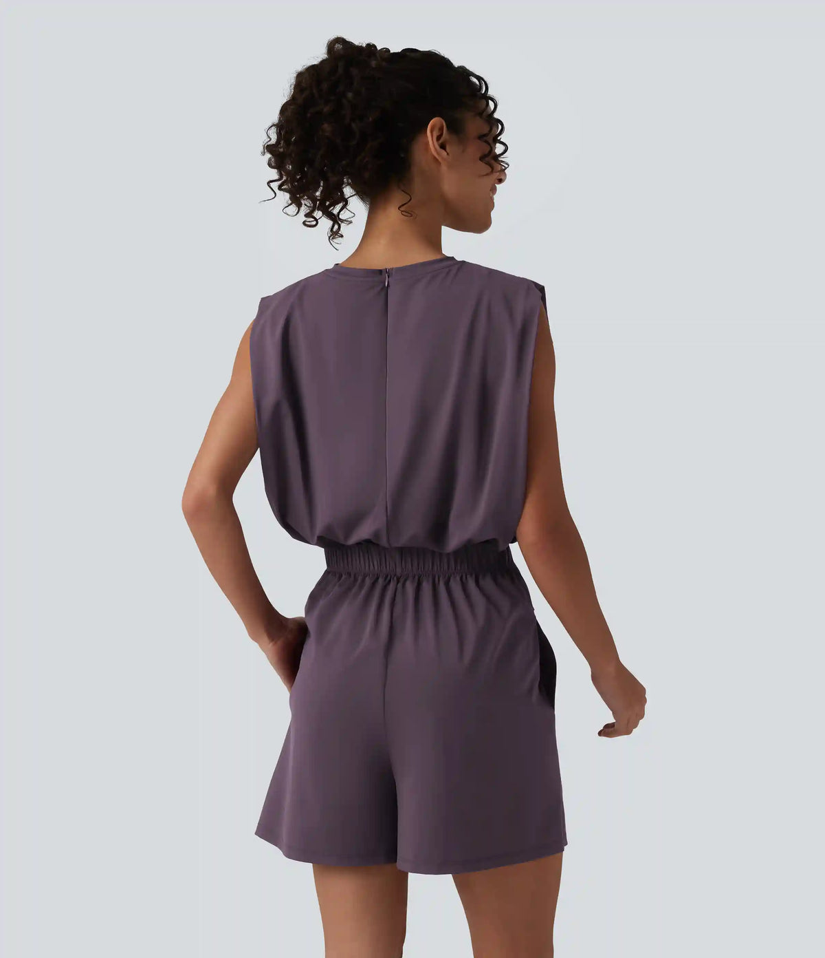 Round Neck Sleeveless Tie-front Cool Touch Casual Romper with Pockets-Easy Peezy-UPF50+