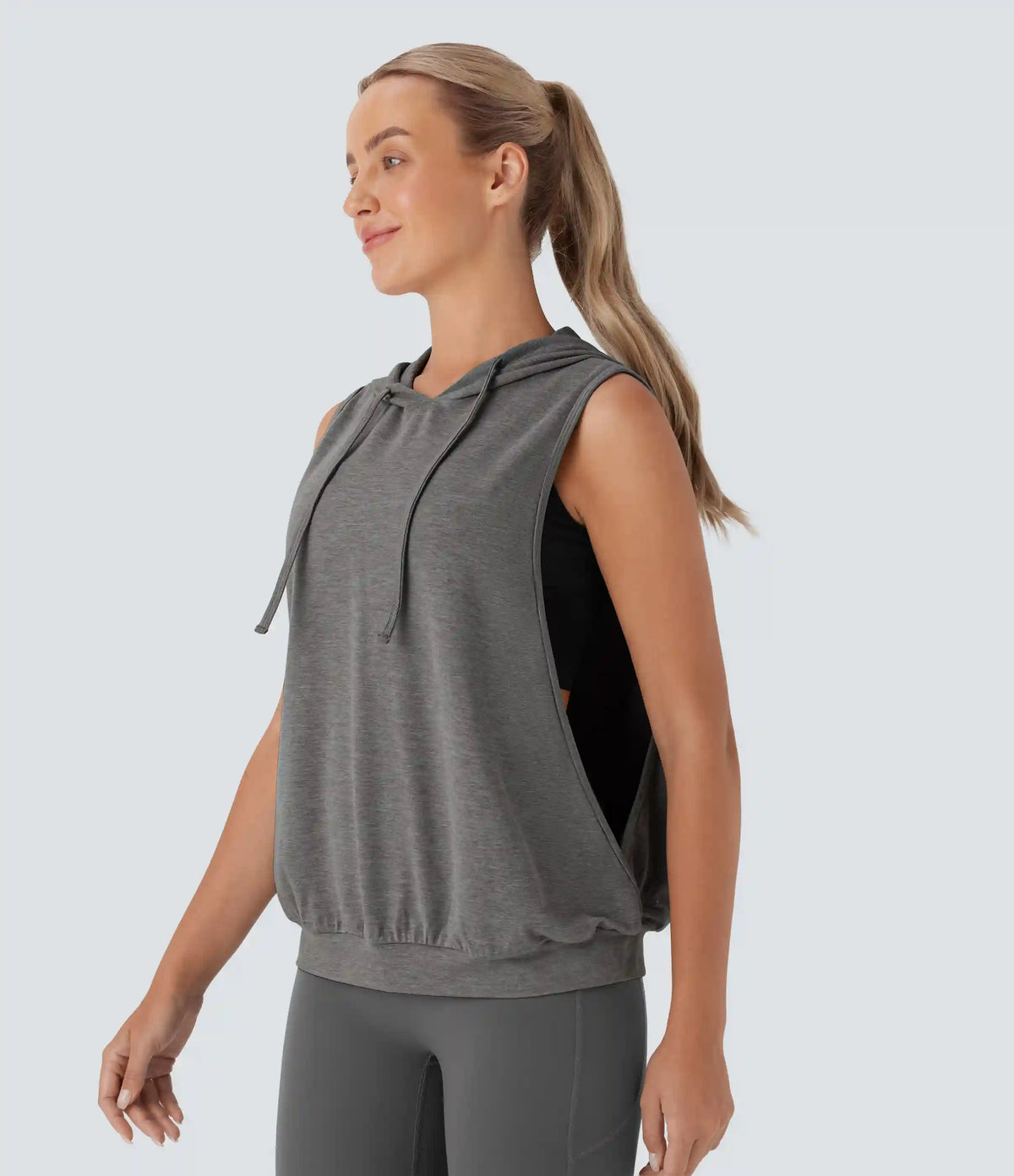 Hooded Drawstring Sleeveless Workout Tank Top