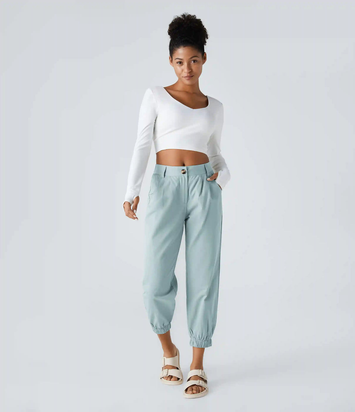 Mid Rise Casual Joggers with Pockets