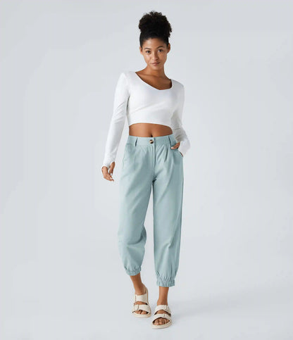 Mid Rise Casual Joggers with Pockets