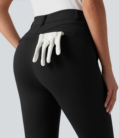 High Waisted Herringbone Golf Skinny Pants with Pockets