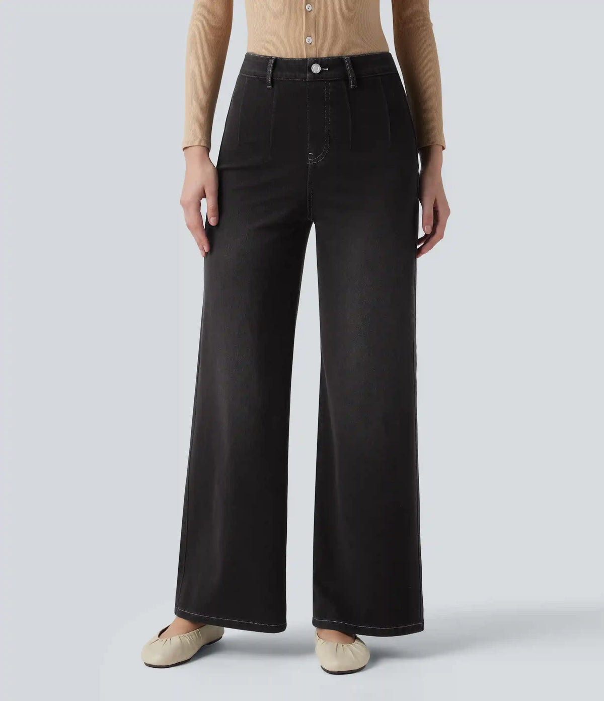 Halara Flex™ High Waisted Tummy Control Wide Leg Casual Jeans with Pockets
