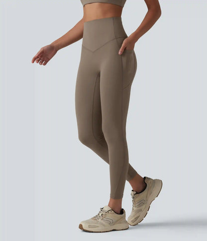 Halara UltraSculpt™ High Waisted Tummy Control Contrast Ribbed Yoga 7/8 Leggings with Pockets