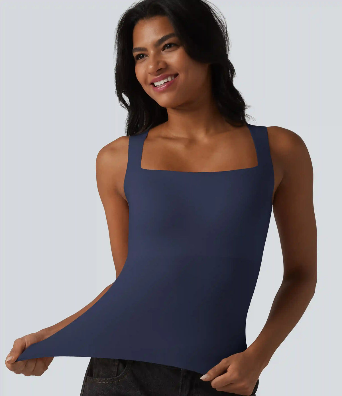 Square Neck Built-in Bra Casual Tank Top B-E Cups