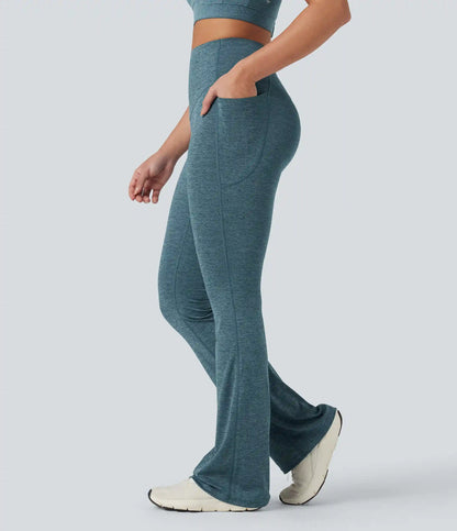 Halara UltraSculpt™ Heathered High Waisted Tummy Control Quick Dry Bootcut Yoga Leggings with Pockets