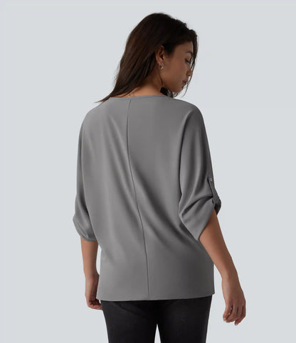 Wrinkle Recovery V Neck Long Sleeve Work Blouse